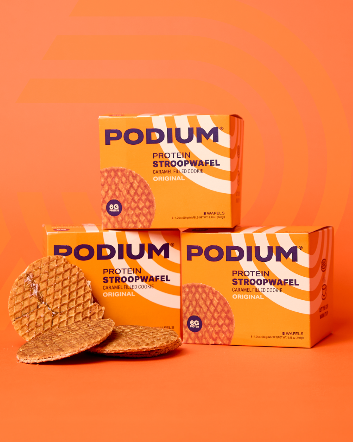 PODIUM Protein Stroopwafel Original — caja de 8