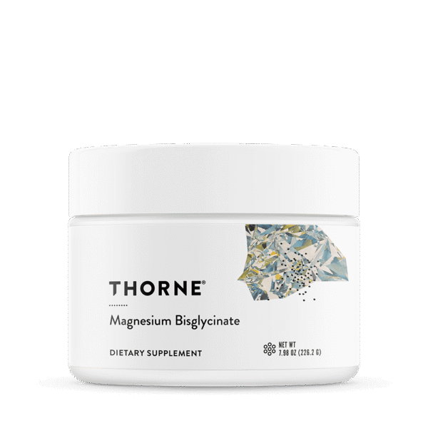 Envase de Thorne Magnesium Bisglycinate en polvo