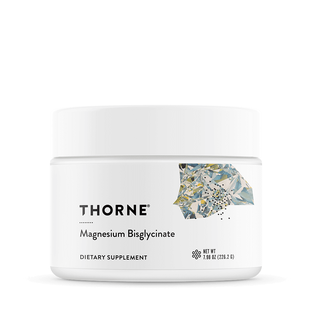 Envase de Thorne Magnesium Bisglycinate en polvo